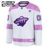 Lapsille NHL Minnesota Wild Pelipaita Custom Fanatics Hockey Fights Cancer Practice 2024-25 Valkoinen